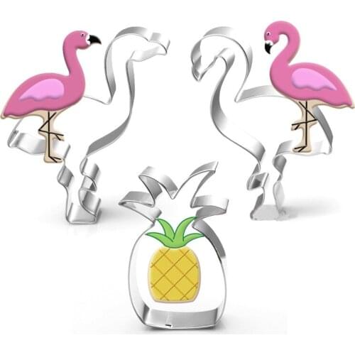 4pcs Flamingo pineapple cookie cutter Hawaii party Flamingo Stainless steel biscuit mold birthday party decor cookie mold