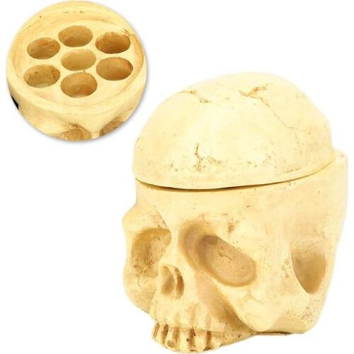 7 Holes Tattoo Ink Cup Holder Vintage Skull Shaped Stand Supply Professional Permanent Pigment Container Tattoo Kit Accessory