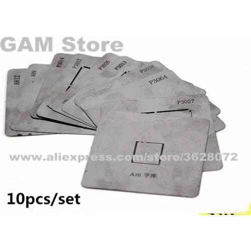 A6 A7 A8 A9 A10 CPU RAM BGA Stencil For iPhone 6 6Plus 6S 6SP 7 7Plus IC Chip Reballing Pins Direct Heating Template 10pcs/set