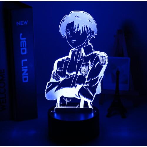 Acrylic Table Lamp Anime Attack on Titan for Home Room Decor Light Cool Kid Child Gift Captain Levi Ackerman Figure Night Light