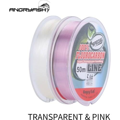 Angryfish 50m Pink Fluorocarbon Fishing Line Carbon Monofilament Line Super Strong