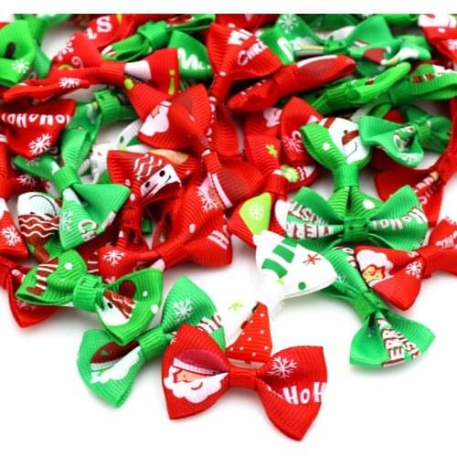 50pcs Random Mixed Christmas bow Applique for DIY Craft Christmas decoration Bow Tie Decoration 3.5x2.5cm