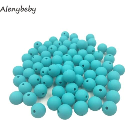 Turquoise Color Food Grade Silicone Round Bead 12/15mm Baby Teether Necklace Toy DIY Pacifier Chain Care Baby Teether Product