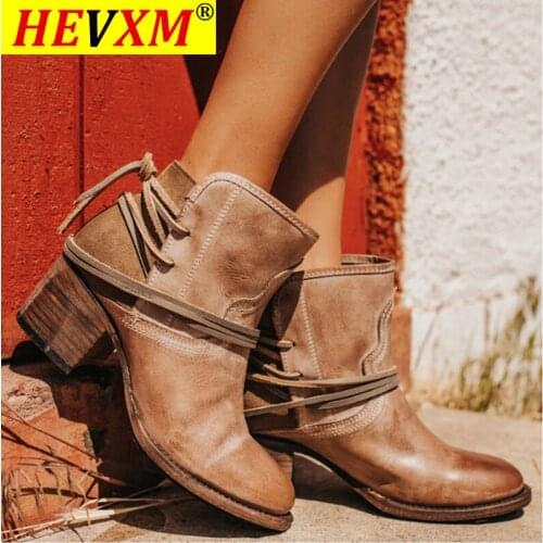 Winter Women Biker Ankle Boots PU Leather Wipe Color High Heel Lace Up Rubber Round Toe Black Platform Ladies Shoes Botas Mujer