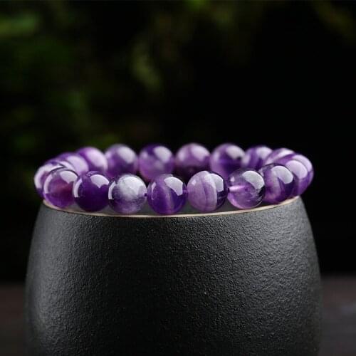 8/10MM Handmade Natural Stone Beads Strand Charm Purple Crystal Bracelet Purple Crystal Bracelet Fashion Gifts for Women
