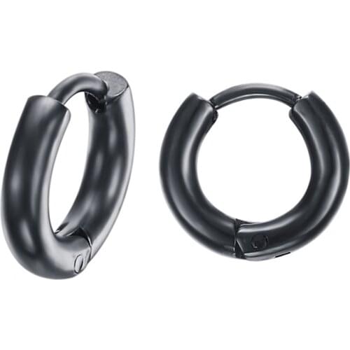 Men Women Hip Hop Rock Earring Round Hoop Earring Stainless Steel Boy Girl Punk Earring Gold/Black/Silver Color 11/20/25mm