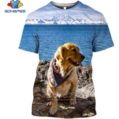 SONSPEE New Summer Animal Golden Retriever Dog Men Women 3D Print T-shirt Cute Funny Harajuku Oversize Short Sleeve O-Neck Top