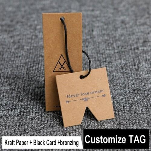 Customized Hang Tags/hangtag/logo/Trademark manufacture/300g/400g/400g Kraft Paper+Black Card+bronzing+screen printing+complex