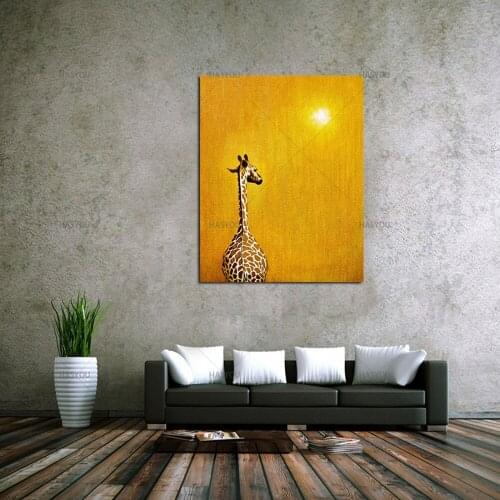 Gold deer oil painting Handmade Oil Painting On Canvas deer Oil Painting Abstract Modern Canvas Wall Art Living Room Decor