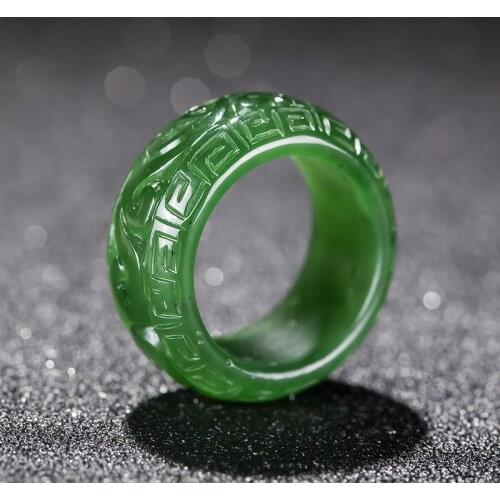 Natural green jade rings jasper jade ring handcarved dragon green jade rings jadeite jade ring jade gift brand women men ring