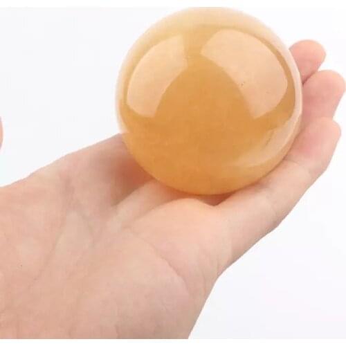 MOKAGY Natural Yellow Iceland Spar Sphere Optical Calcite Quartz Crystal Ball 45mm-50mm 1pc