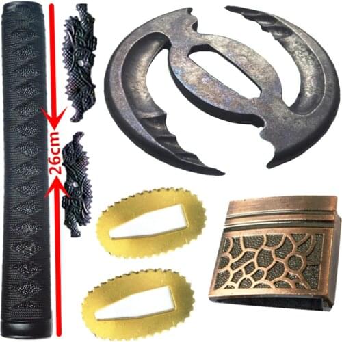 A Set of Sword Guard for Katana Wakizashi Tanto Accessory Set Tsuba+Menuki+Fuchi+Kashira+Handle+Habaki+Seppa