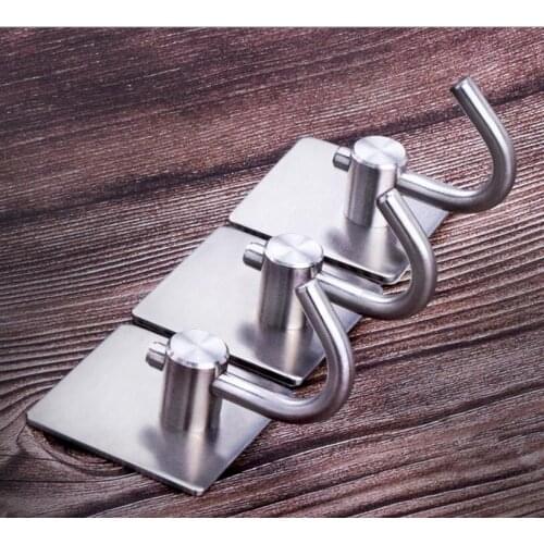 Wholesale 100pcs/lot Self Adhesive Hooks, Heavy Duty SUS 304 Stainless Steel Wall Hanger Towel Hook Family Robe Hooks Coat Easy