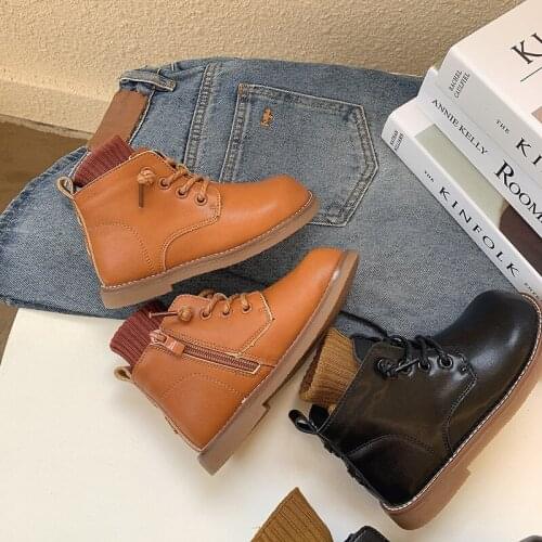 2021 Autumn Winter Baby Girls Martin Boots Kids Warm Children Ankle Boots Toddler Soft Black Boots Boys Fashion Toddler Boots