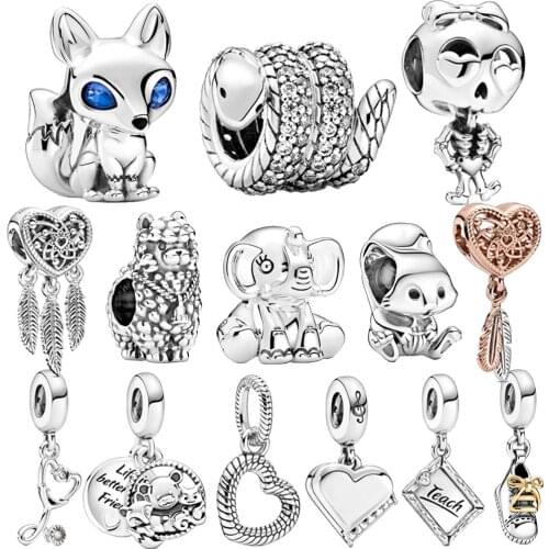 Fit Original Pandora Bracelets 2020 Autumn Collection Charms 925 Sterling Silver Bead Fox Squirrel Alpaca Women DIY Jewelry