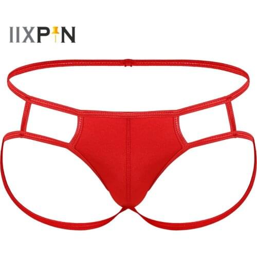 Sexy Mens Lingerie G-String Thong Briefs Panties Mesh Jockstrap T-back Bulge Pouch Underwear Low Waist Strappy Thong Underpants