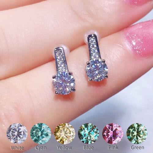 New Arrival Total 1ct Real Moissanite Earring simple fashion style Studs Earrings 925 Silver for Women Gift