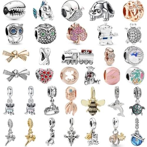Octbyna Mermaid&Frog Turtle Charm Bead Pendant Fits Pan Charms Bracelet Necklaces For Women DIY Fashion Jewelry Making Gift