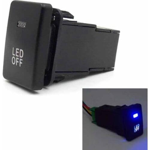 Blue LED 5pin LED OFF Lights Push Switch with Connector Wire for New Style Toyota