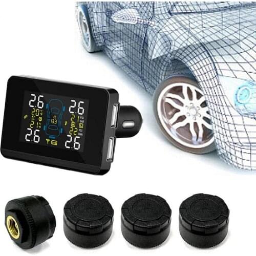 CAREUD DC8V-DC16V Universal Car TPMS Car Wireless Tire Pressure Monitoring System 4 Tire External Sensor Battery Display