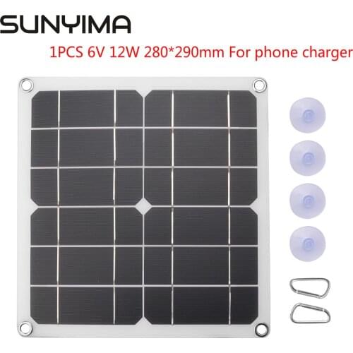 SUNYIMA 6V 10W Mono Solar Panel DIY Portable Battery Charger Power Bank for Outdoor Camping Phone Charge with Dual USB 5V Output