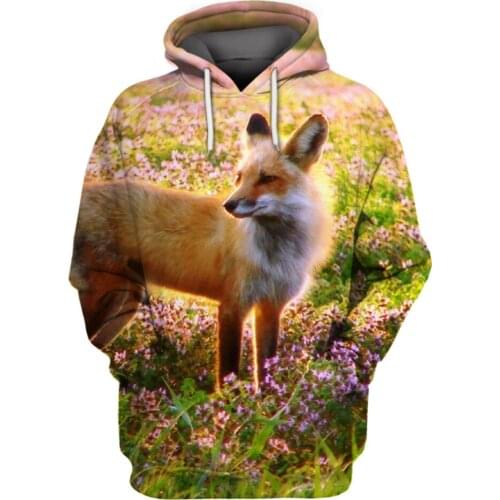 Hunting Animal Fox Hooded Sweater 3D Print Women Men Oversized Hooded Sweater Kawaii Sweatshirt Long Sleeve Harajuku New