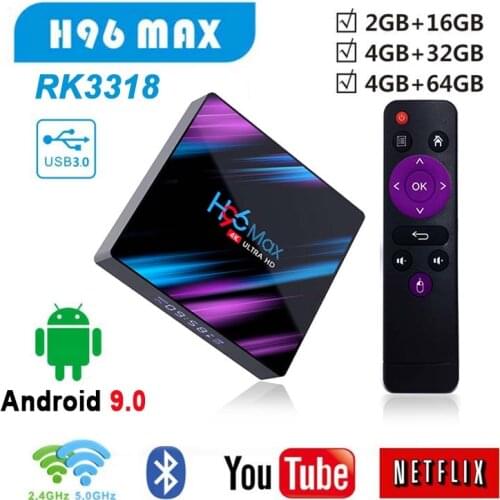 H96 MAX Smart TV Box Android 9.0 RK3318 Box 4g 32g Wireless IPTV Box 4K USB Set Top Box WiFi 5G For Netflix Youtube Google Play