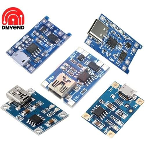 5pcs 5V 1A Type-c/Micro/Mini USB 18650 Lithium Battery Charging Board with Protection Charger Module Dual Function Li-ion TP4056