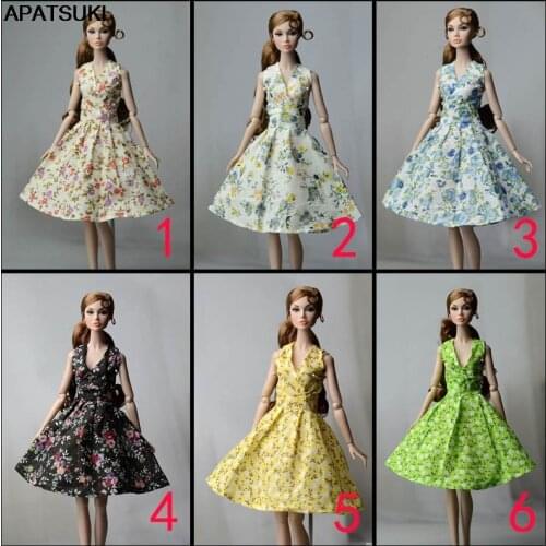 Fashion Countryside Floral Flower Dress For Barbie Doll Clothes Party Gown Evening Dresses For Barbie Dolls Outfits Accessories