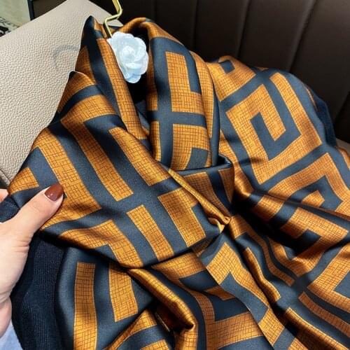 Spring and Summer Silk Scarf Women Thin Section Lengthen Imitation Silk Scarf Ladies Long Wild Silk Scarf Sunscreen Beach Towel