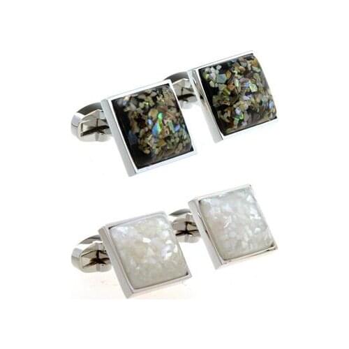 5pairs/lot Quality Square White Sea Shell Cufflinks Pearl Abalone Shell Cuff Links Business Style Mens Jewelry Wholesale