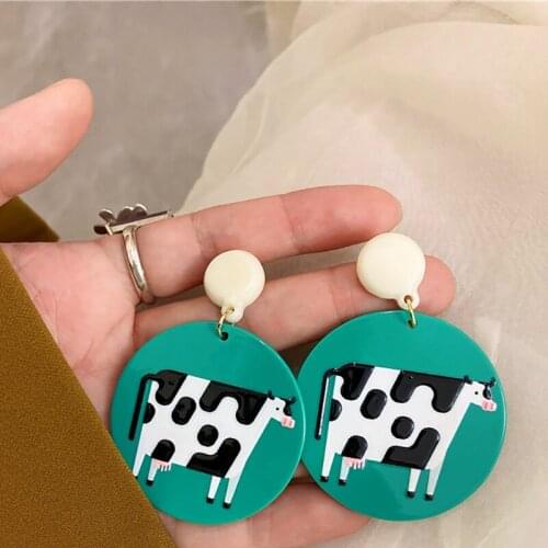 Summer Cute Cow Stud Earrings for Women INS Korean Fashion Teen Girl Cartoon Dating Jewelry 2021 Pendientes Accesorios Mujer