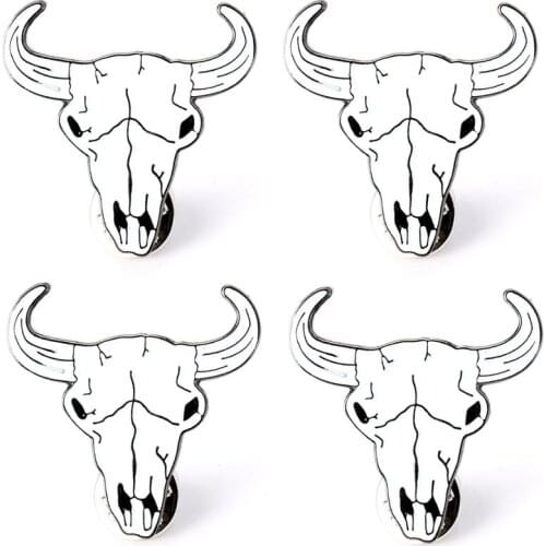 Lots 5pcs Cattle buffalo Skull Pin Badge Lapel Pin