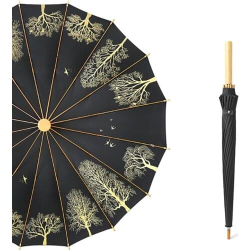 Chinese Style Long Handle Umbrella 16-Bone Retro Literary Antique Double Umbrella Straight Handle Couple Umbrella sombrilla