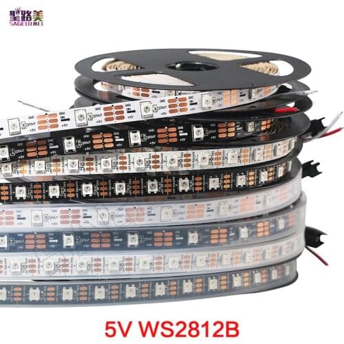 1m/4m/5m WS2812B Black/White 30/60/144 leds/m WS2812IC 30/60/144 led pixels Addressable DC5V Dream Color Smart led strip light