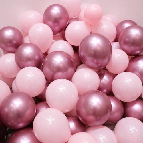 10pcs Pink Latex Balloon Chrome Gold Silver Pink Chrome Metallic Balloons Wedding Bridal Shower Birthday Party Helium Decor