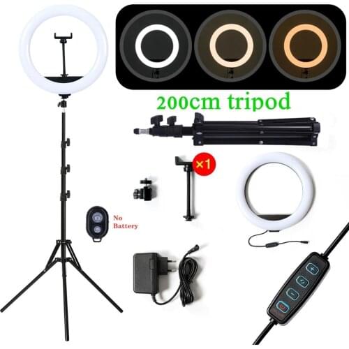 14inch USB LED Ring Light Photography Flash Lamp With 200cm Tripod Stand For Makeup Youtube VK Tik Tok Video Dimmable Lighting