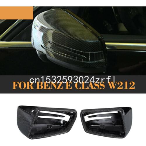 2pcs Carbon Fiber Side Door Wing Mirror Replacment Cap Cover For Mercedes W212 09