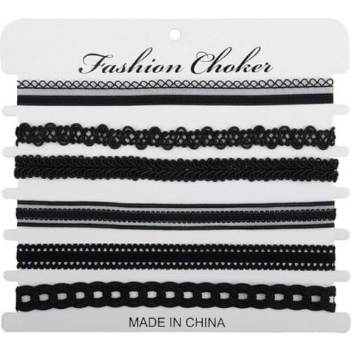 2017 New ArrivaGift Vintage Chocker 6Pcs/Lot Stretch Velvet Gothic Lace Choker Maxi Necklace Punk Fashion Collier Femme