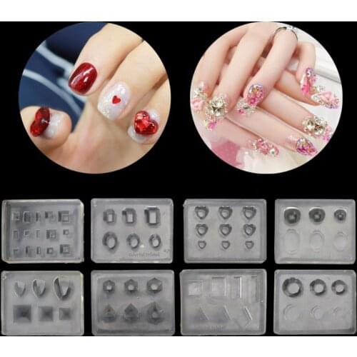 3D Stereo Crystal Gemstone Carving Mold Nail Art Mould Template Silicone Mold W0YA