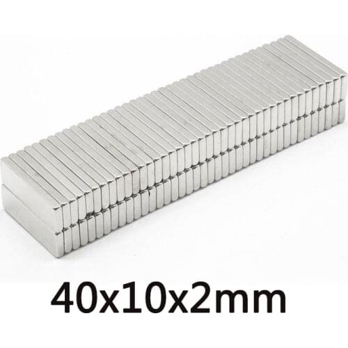 5~300PCS 40x10x2 Super Strong Sheet Rare Earth Magnet Thickness 2mm Block Rectangular Neodymium Magnets N35 40x10x2mm 40*10*2 mm