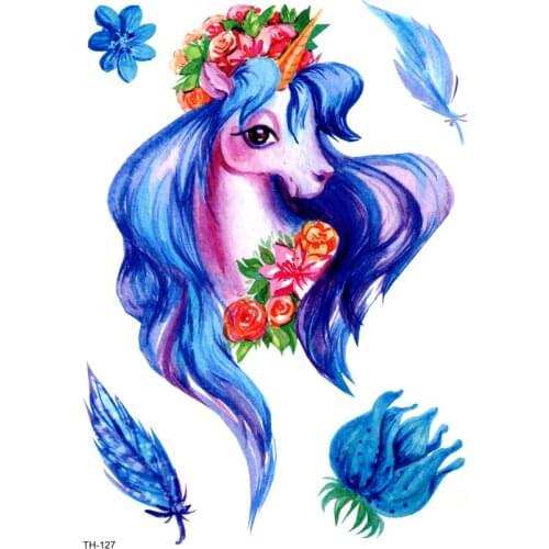 5pcs Beauty Horse Girl Waterproof Temporary Tattoos Men Feather Fake Tatoo Sleeve Tatouage Temporaire Glitter Tattoo Stickers