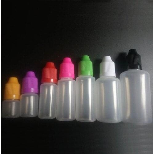 500pcs Empty PE Plastic Dropper Bottle 3ml 5ml 10ml 15ml 20ml 30ml 50ml 60ml 100ml 120ml E Liquid Bottle with Childproof Cap