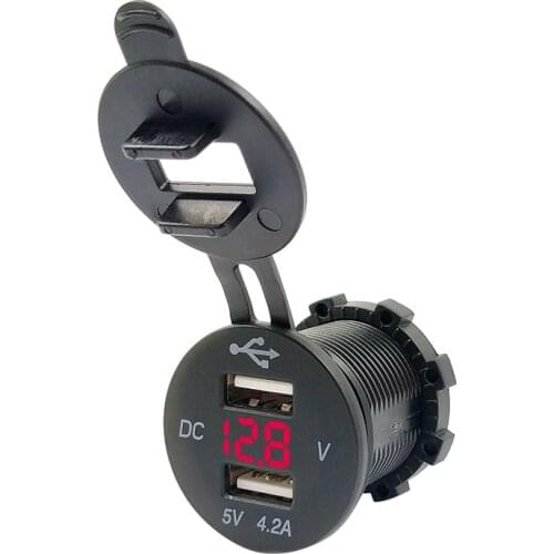 5V 4.2A dual USB socket adapter with LED Voltmeter charger socket for iphone 6s 7plus ipad Car /motorcycle modification