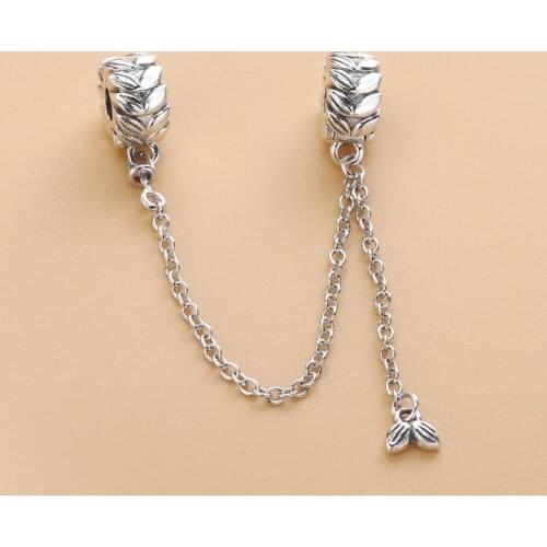 Free Shipping 925 Sterling Silver Wheat Grains Safety Chain Charms Fit Original Bracelet For Women DIY Jewelry S925 Beads