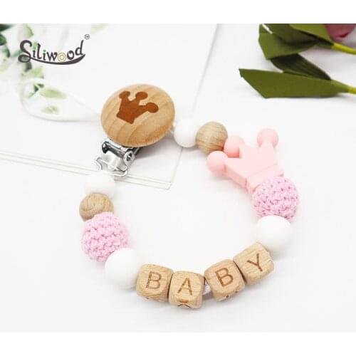 Baby Pacifier Clips Personalized Name Silicone Beads Pacifier Chain Infant Nipple Teething Soother Chain Clips Dummy Clip Holder