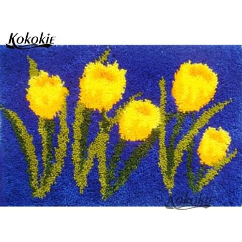 Foamiran for needleworksets knooppakket crochet tapis flower floor mat DIY latch hook rug canvas printing vloerklee diy tapijt