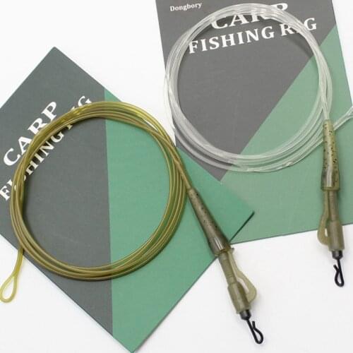 100CM Carp Fishing Line Fluorocarbon Carp Leaders with Fishing Tackle QC Hybird Clip Fused Loop Leaders Non Lead Core