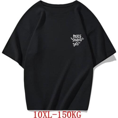 ANGINANA Mens big T-shirt with size 9xl 10xl Summer Short Sleeve Cotton hip hop sports 5XL 6xl 7XL 8xl white blue black top