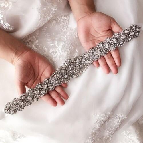 Crystal Wedding Accessories Tulle Satin Rhinestone Wedding Dress Belt Bridal Ribbon Waistband Sash Belt for Evening Prom Dresses